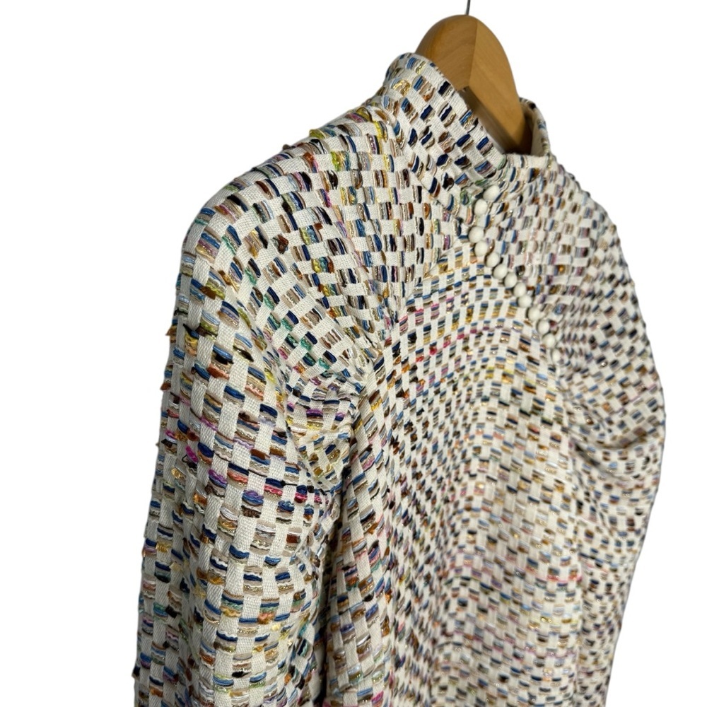 Rotate Birger Christensen Kim Multicolor Grid Mini Puff Sleeve Sheath Dress - Picture 6 of 14